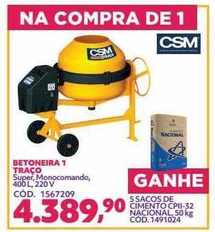 Telhanorte Betoneira 1 traço oferta