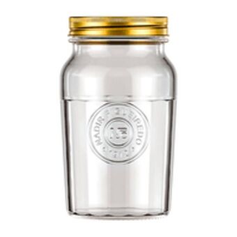 Pote vintage copo americano, 1l, vidro, tampa metálica, transparente - 7094