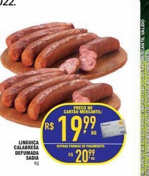 Linguiça calabresa defumada sadia kg
