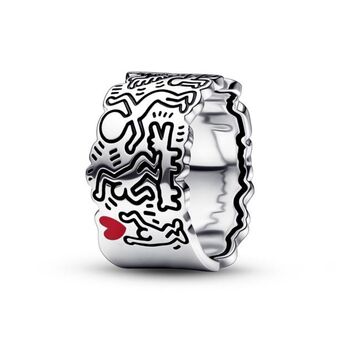 Pandora Anel largo arte em linhas_ amor e pessoas keith haring x pandora oferta