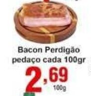 Rossi Supermercado Bacon Perdigao pedaco cada 100g oferta