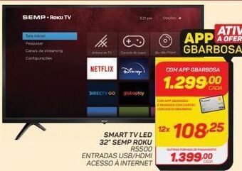 GBarbosa Smart tv led 32" semp roku oferta