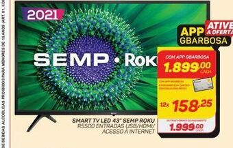 GBarbosa Smart tv led 43” semp roku oferta