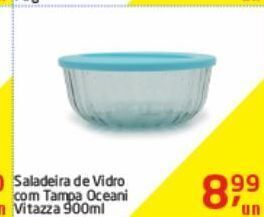 Tenda Atacado Saladeira de vidro com tampa oceani vitazza 900ml oferta