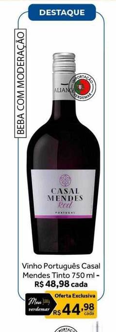 Verdemar Supermercado Vinho português casal mendes tinto oferta