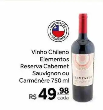 Verdemar Supermercado Vinho chileno elementos reserva cabernet sauvignon ou carménère oferta