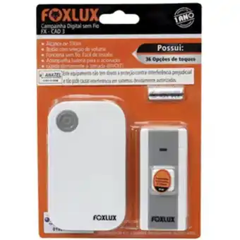 Campainha sem fio bivolt fx-cad3 foxlux