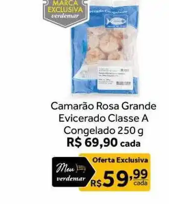 Camarão rosa grande evicerado classe a congelado