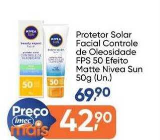 Imec Supermercados Protetor solar facial controle de oleosidade fps 50 efeito matte nivea sun oferta