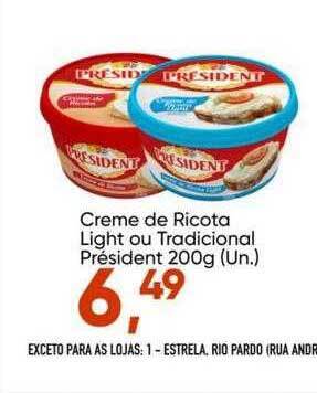 Imec Supermercados Creme de ricota light ou tradicional président oferta