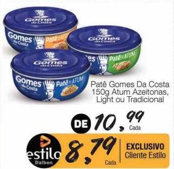 Supermercado Dalben Patê gomes da costa atum azeitonas, light ou tradicional oferta