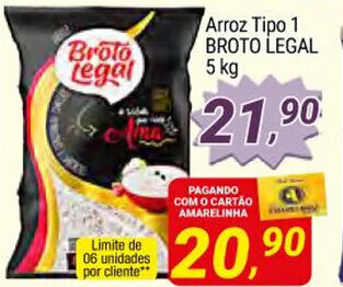 Amarelinha supermercados Arroz Tipo 1 Broto Legal 5kg oferta