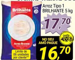 Amarelinha supermercados Arroz tipo 1 Brilhante 5kg oferta
