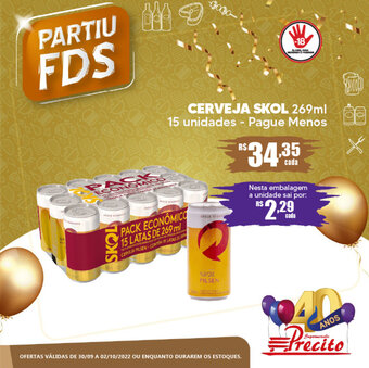Supermercado Precito Cerveja Skol 269ml 15 unidades oferta