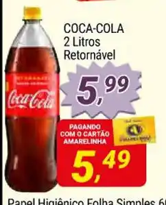 Amarelinha supermercados Coca Cola 2L retornavel oferta