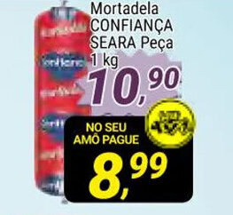 Amarelinha supermercados Mortadela Confianca Seara peca 1kg oferta