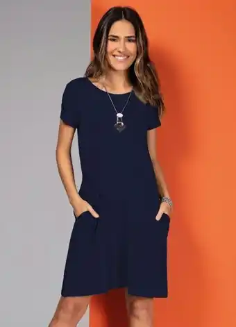Posthaus Quintess - vestido marinho com bolsos e mangas curtas oferta