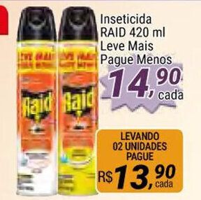 Amarelinha supermercados Inseticida Raid 420ml Leve Mais pague Menos oferta