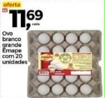 Ovo branco grande Emape com 20 unidades