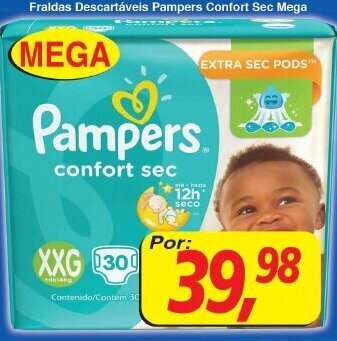 Supermercados Guanabara Fraldas Descartaveis Pampers Confort Sec Mega oferta