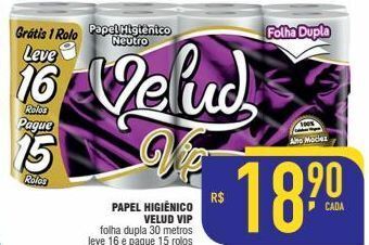 Papel higiênico velud vip