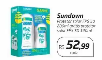 Drogal Sundown protetor solar fps 50 200ml grátis protetor solar fps 50 120ml oferta
