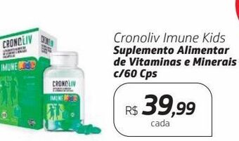 Drogal Cronoliv imune kids suplemento alimentar de vitaminas e minerais c/60 cps oferta