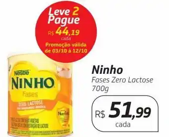 Drogal Ninho fases zero lactose 700g oferta