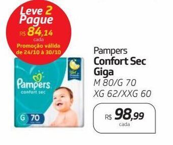 Drogal Pampers confort sec giga m 80/g 70 xg 62/xxg 60 oferta