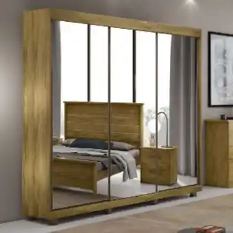 Lojas Guido Roupeiro 3 portas creta 100% mdf 270cm (portas com espelho) com pés ./rovere oferta