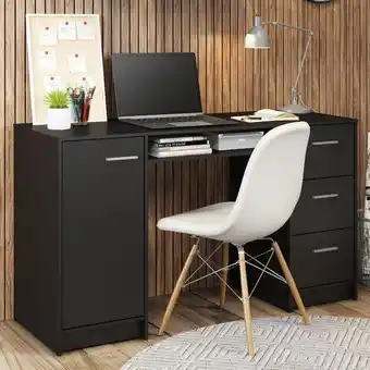 Escrivaninha mesa para computador madesa alaska 3 gavetas 1 porta - preto