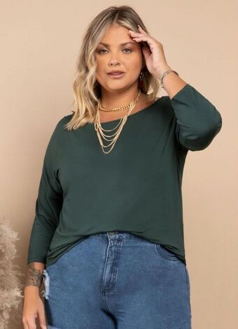 Posthaus Quintess - blusa verde militar com mangas 3/4 oferta