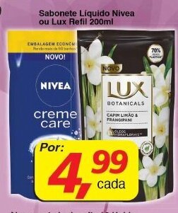 Supermercados Guanabara Sabonete Liquido Nivea ou Lux Refil 200ml oferta