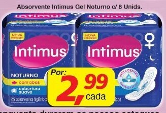 Supermercados Guanabara Absorvente Intimus Gel Noturno c/ 8 unids. oferta