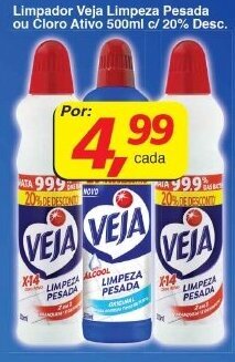 Limpador Veja Limpeza Pesada ou Cloro Ativo 500ml c/20% de Desc.