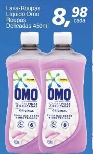 Supermercados Guanabara Lava roupas Liquido Omo Roupas Delicadas 450mk oferta