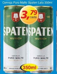 Supermercados Guanabara Cerveja Puro Malte Spaten lata 350ml oferta