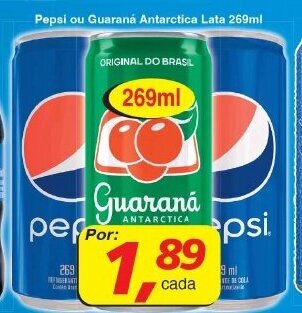 Supermercados Guanabara Pepsi ou Guarana Antarctica lata 269ml oferta