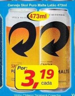 Supermercados Guanabara Cerveja Skol Puro Malte latao 473ml oferta