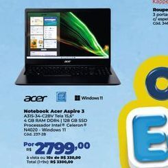 Lojas Becker Notebook acer aspire 3 oferta