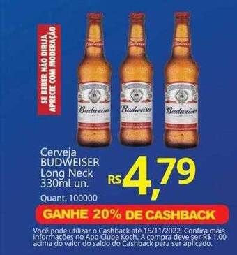 Supermercados Koch Cerveja budweiser long neck oferta