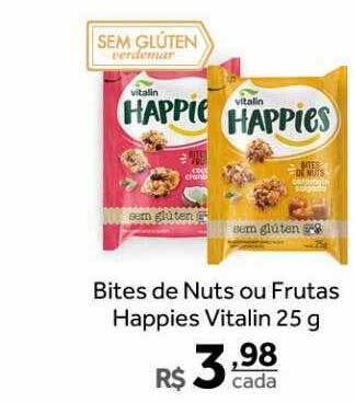 Verdemar Supermercado Bites de nuts ou frutas happies vitalin oferta
