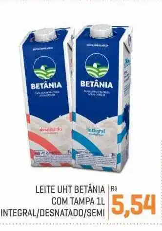 Cidade Supermercados Leite uht betânia com tampa integral - desnatado - semi oferta