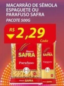 Assaí Atacadista Macarrao de Semola Espaguete ou parafuso Safra 500g oferta