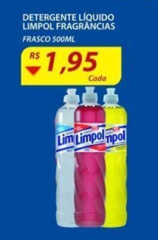 Assaí Atacadista Detergente Liquido Limpol Fragrancias 500ml oferta