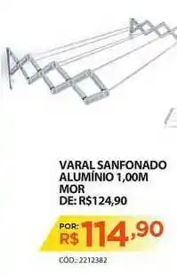 Varal Sanfonado Alumínio 1.00m Mor