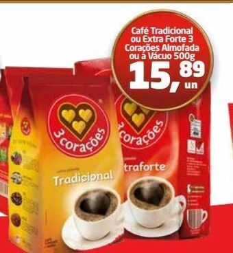 Café tradicional ou extra forte 3 corações almofada ou a vácuo 500g