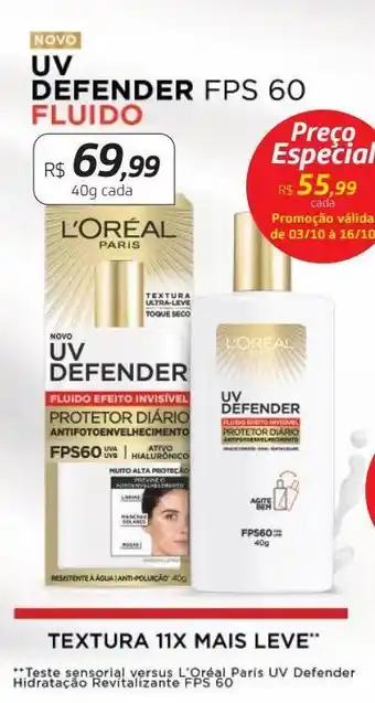 Drogal Protetor solar l'oréal textura 11x mais leve 40g oferta