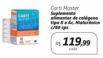 Drogal Carti master suplemento alimentar de colágeno tipo ii e ác. hialurônico c/60 cps oferta