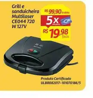 Grill e sanduicheira multilaser ce044 720 w